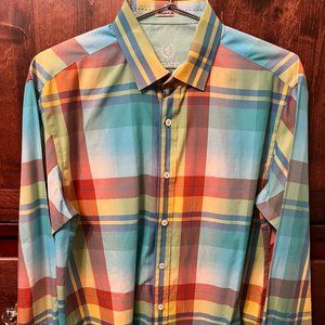 Bugatchi Uomo Mens Plaid Shaped Fit Long Sleeve Shirt Size 40 Reg / Large